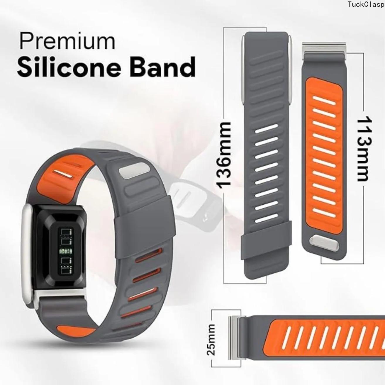 Dual-Color Silicone WHOOP 5.0 Band, Waterproof Breathable Adjustable Elastic Fitness Wrist Strap, Soft Durable Replacement for Sports & Training Use (Light Gray/Black, Strap Only)