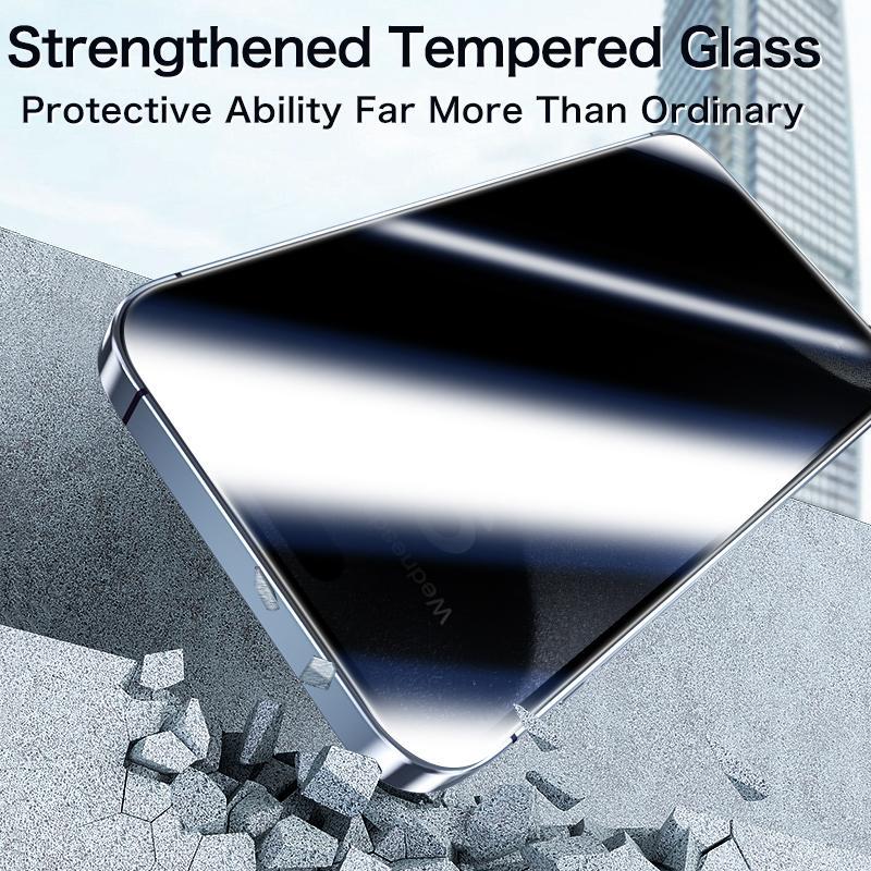 [2PCS] FUNCAT GLOBAL FULL Privacy Screen Protector [4 Sides Privacy]. Screen film for iPhone 16/15/14/13/12 [LEFT, RIGHT, UP, DOWN], Strong Protection, Anti-Spy, Electroplated Layer, Full screen covering (Headset Cover), Fingerprint-Proof.