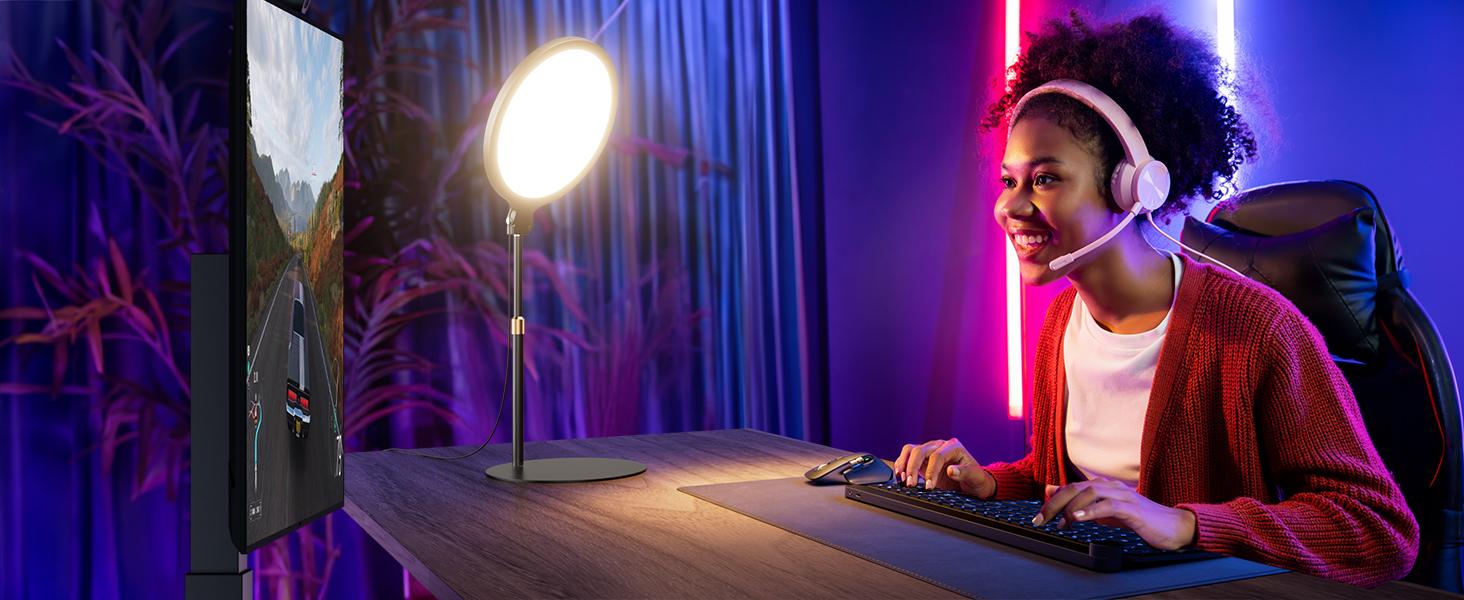 10.5" Ring Light with Stand, Weilisi Full-Screen Selfie Ring Light for Desk with Phone Holder, Adjustable Laptop Light for Video Recording, Zoom Lighting for Computer, Meeting, Live Streaming,