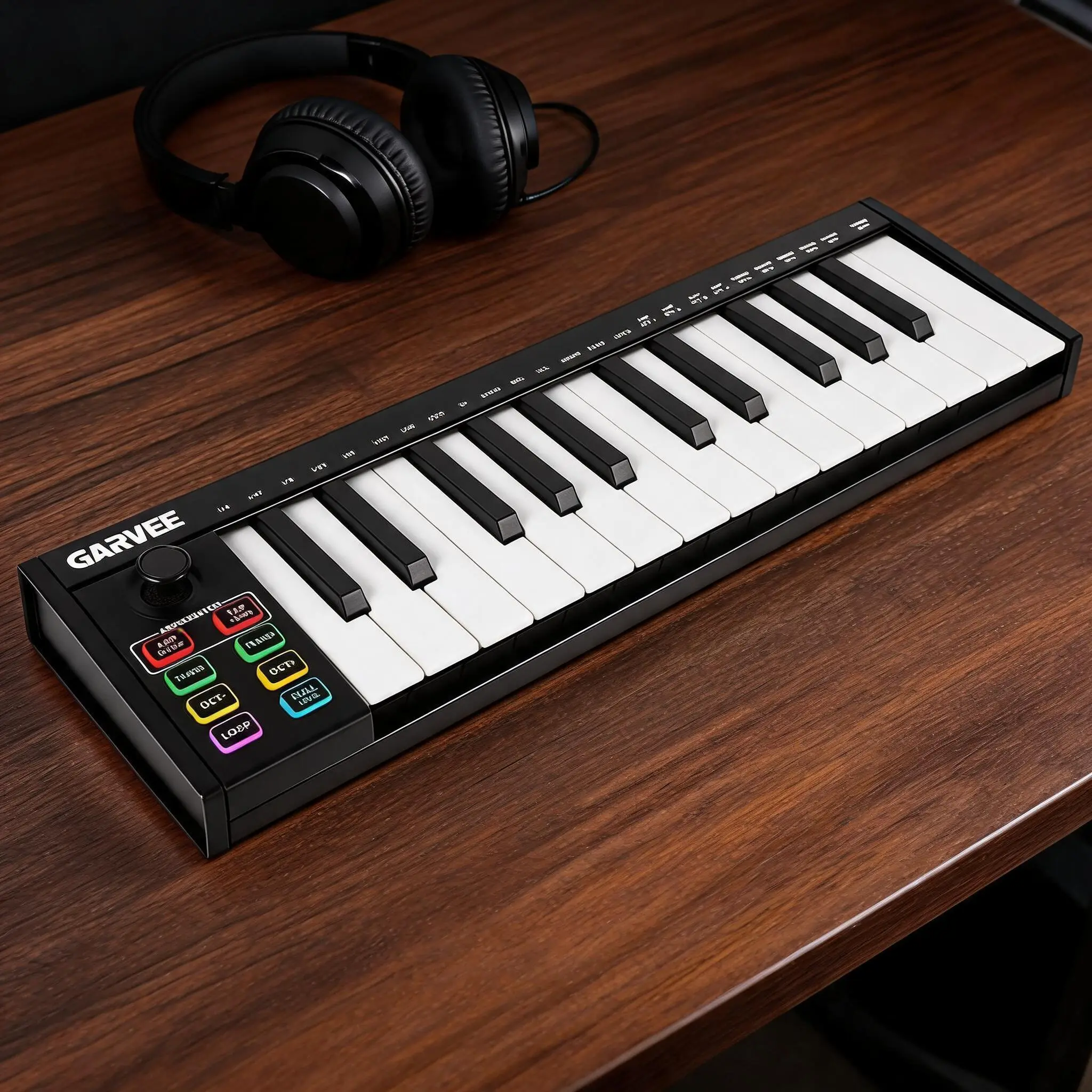 25-Key USB MIDI Keyboard Controller for Music Production – DAW Integration – 8 Backlit Drum Pads – 8 Assignable Knobs – Semi-Weighted Keys – OLED Display – Compatible with Personal Computer & PC