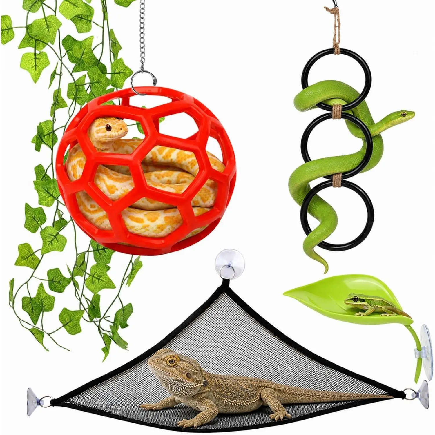7-in-1 Snake Enclosure Accessories, Snake Climbing Toys & Habitat Decor