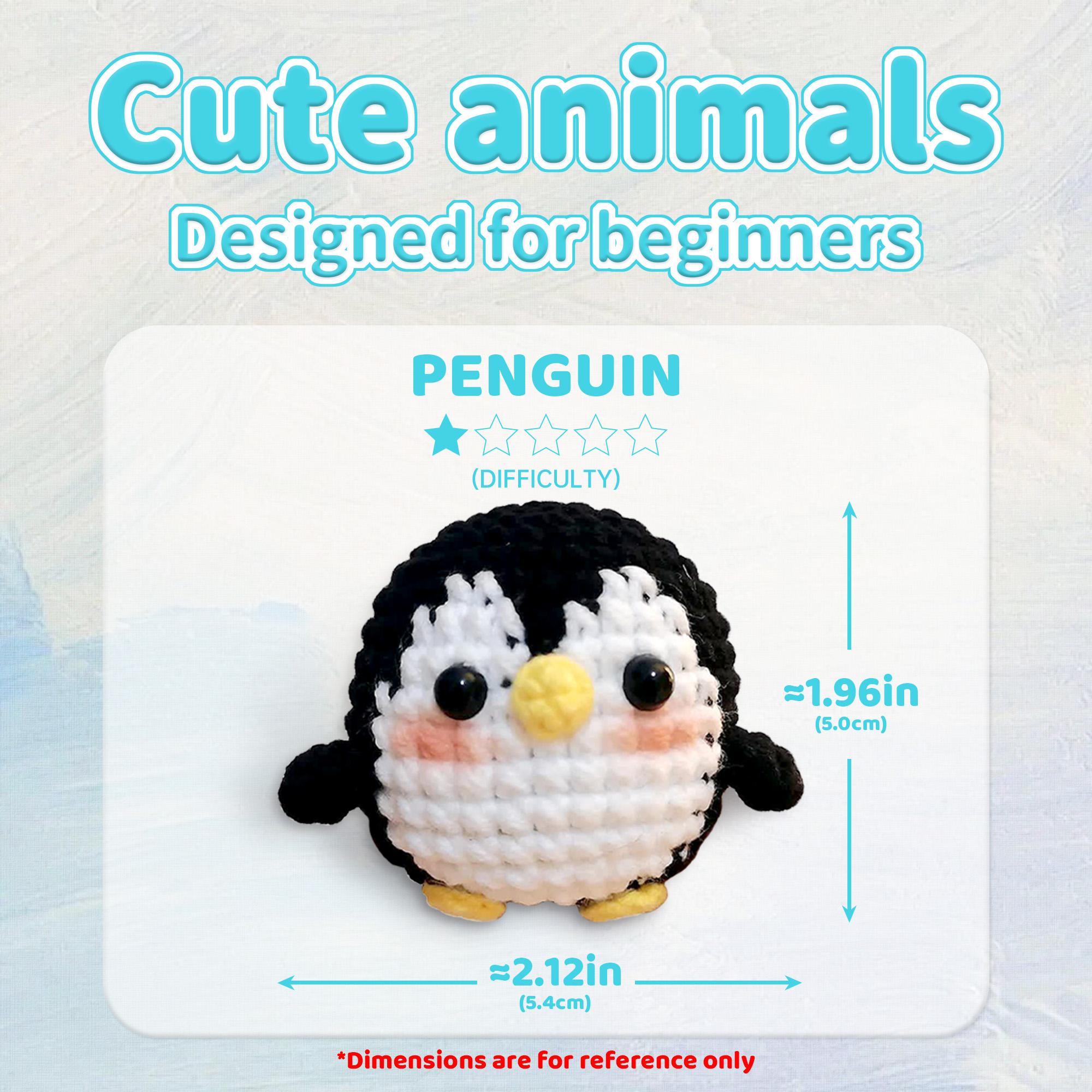Penguin Crochet Material Package, Cute Stuffed Animal Kit, Include Videos Tutorials, Yarn, Seam Markers And Instructions, Handmade Crochet Penguin (Accessories In Random Color）