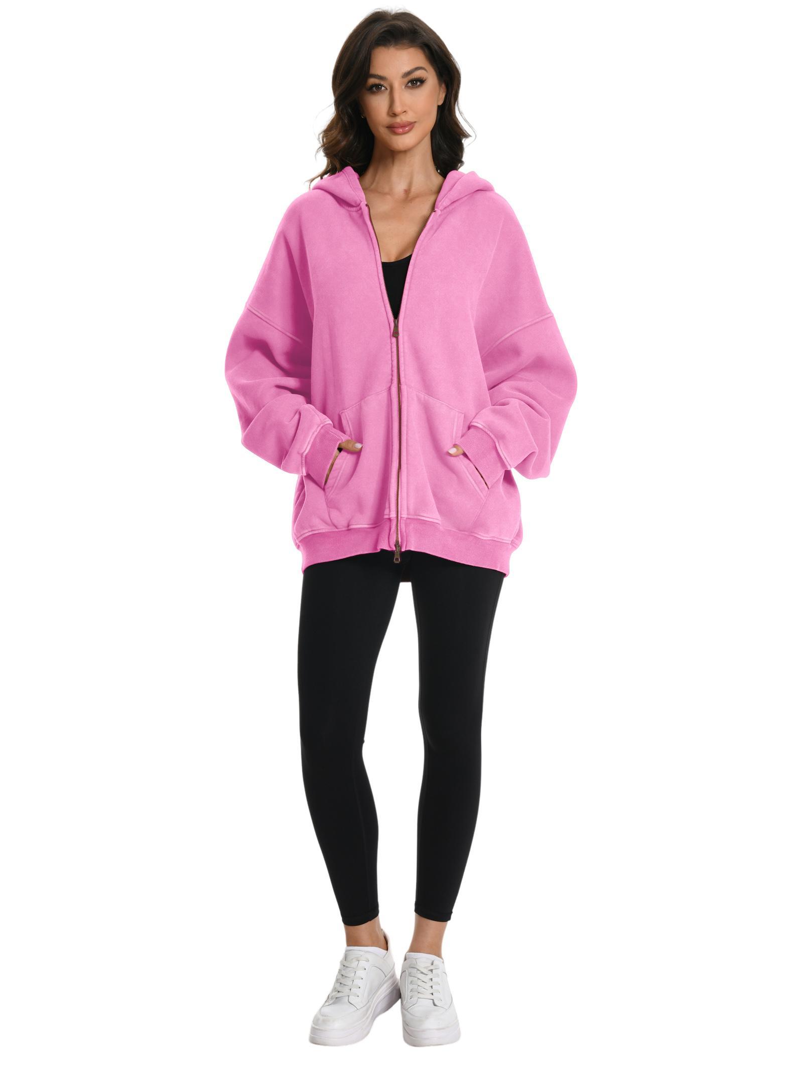 FAIABLE Womens Mens Double Zip Up Hoodie Oversized Acid Wash Unisex Hoodies Heavyweight Fleece Cotton Zipper Hoodie Vintage