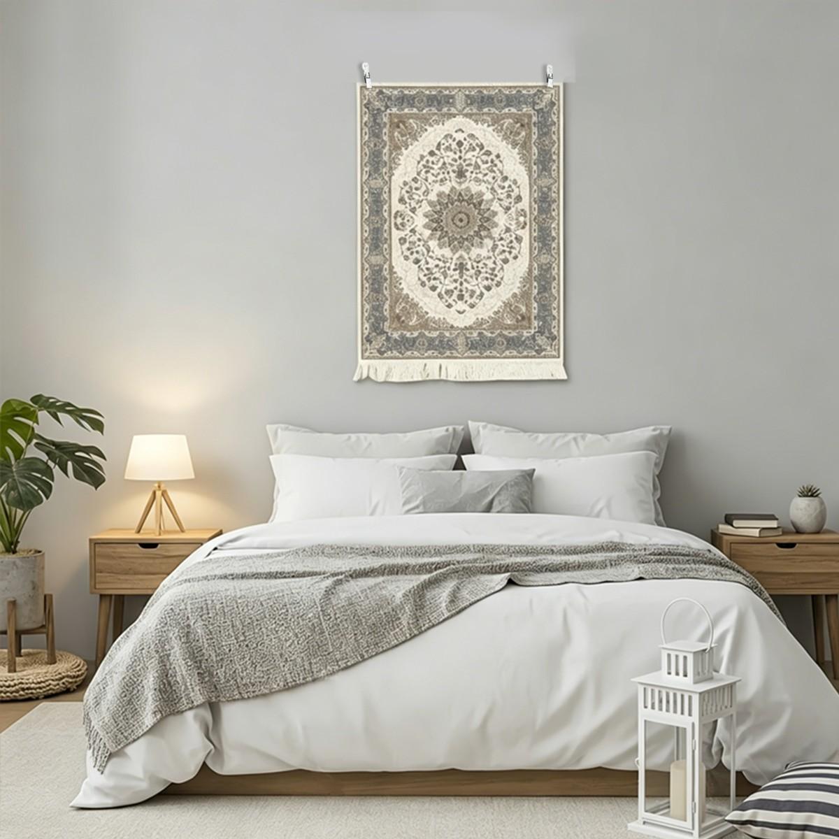 Vintage Central Asian Pattern Fringe Wall Hanging Tapestry, Luxe Ethnic Style Wall Decor Fabric, Bedroom Living Room Bed Head Art