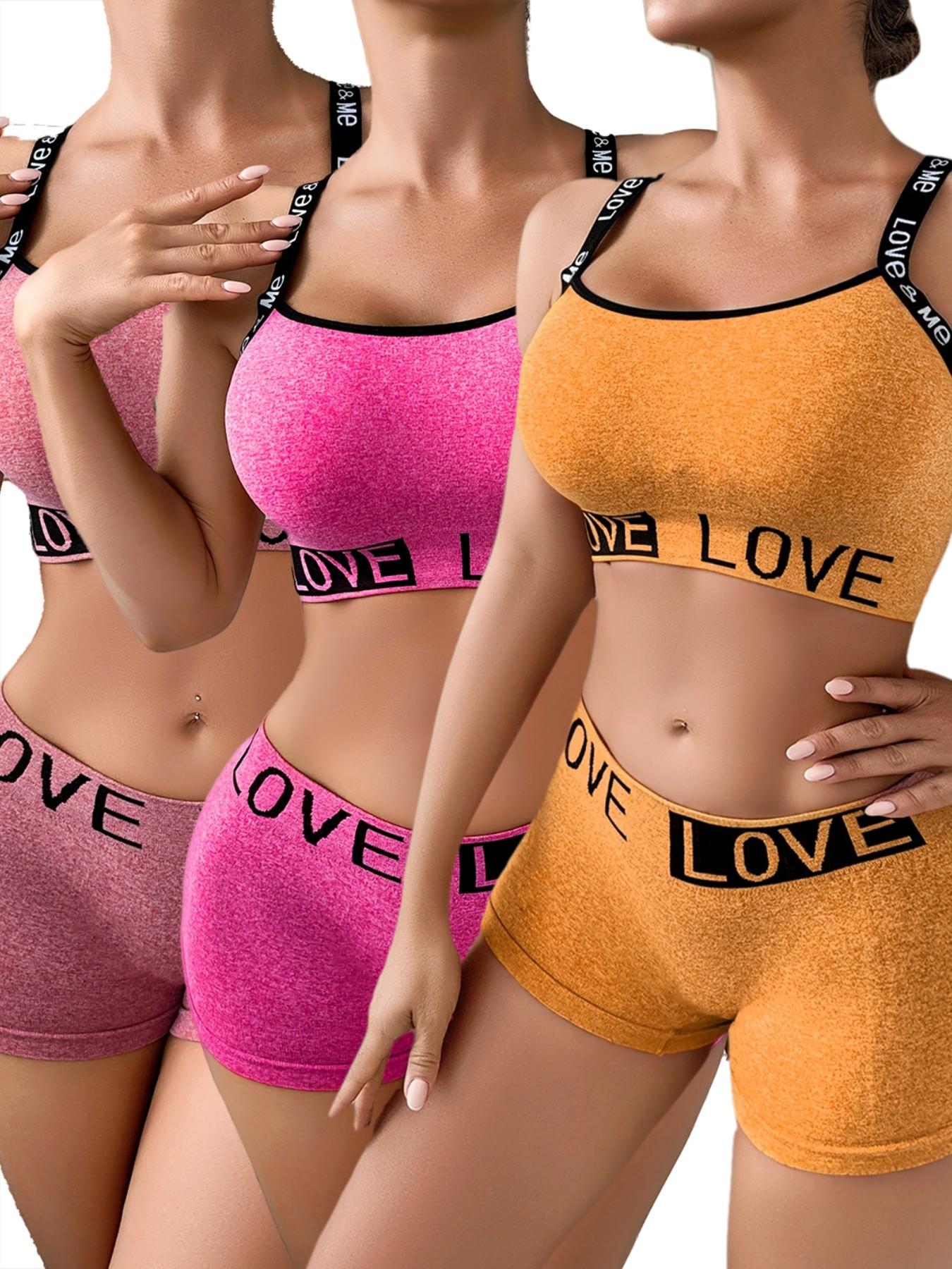 Women's 3/4/5 Piece Lingerie Set, Top and Bottoms, Seamless Comfort, Daily Wear, Casual Style, Fitted, Medium Support, All Seasons