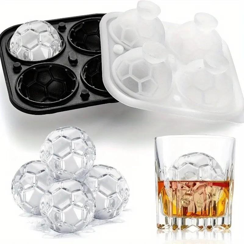 New Fun Football Shape Ice Cube Mold, Summer Ice Tray, Cocktail Ice Cubes, Whiskey Party Drink Large Ball Ice Mold, Perfect Gift for Soccer Fans