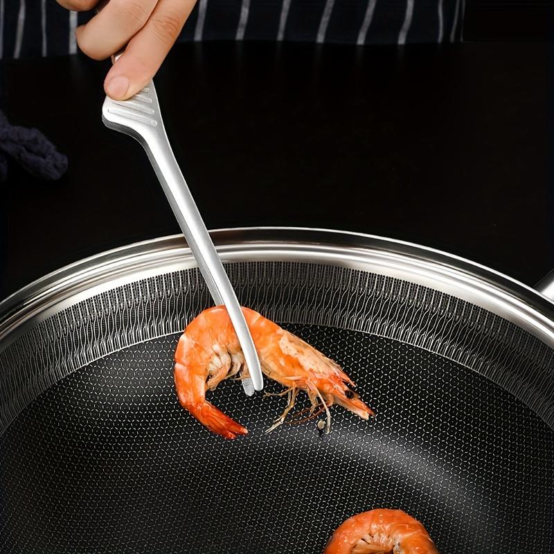 2pcs Stainless Steel Barbecue Tongs, Silver Color and, Pointed and Round Tips, Korean Cuisine Food Clips, Bread Dessert Steak Grill Meat Clippers