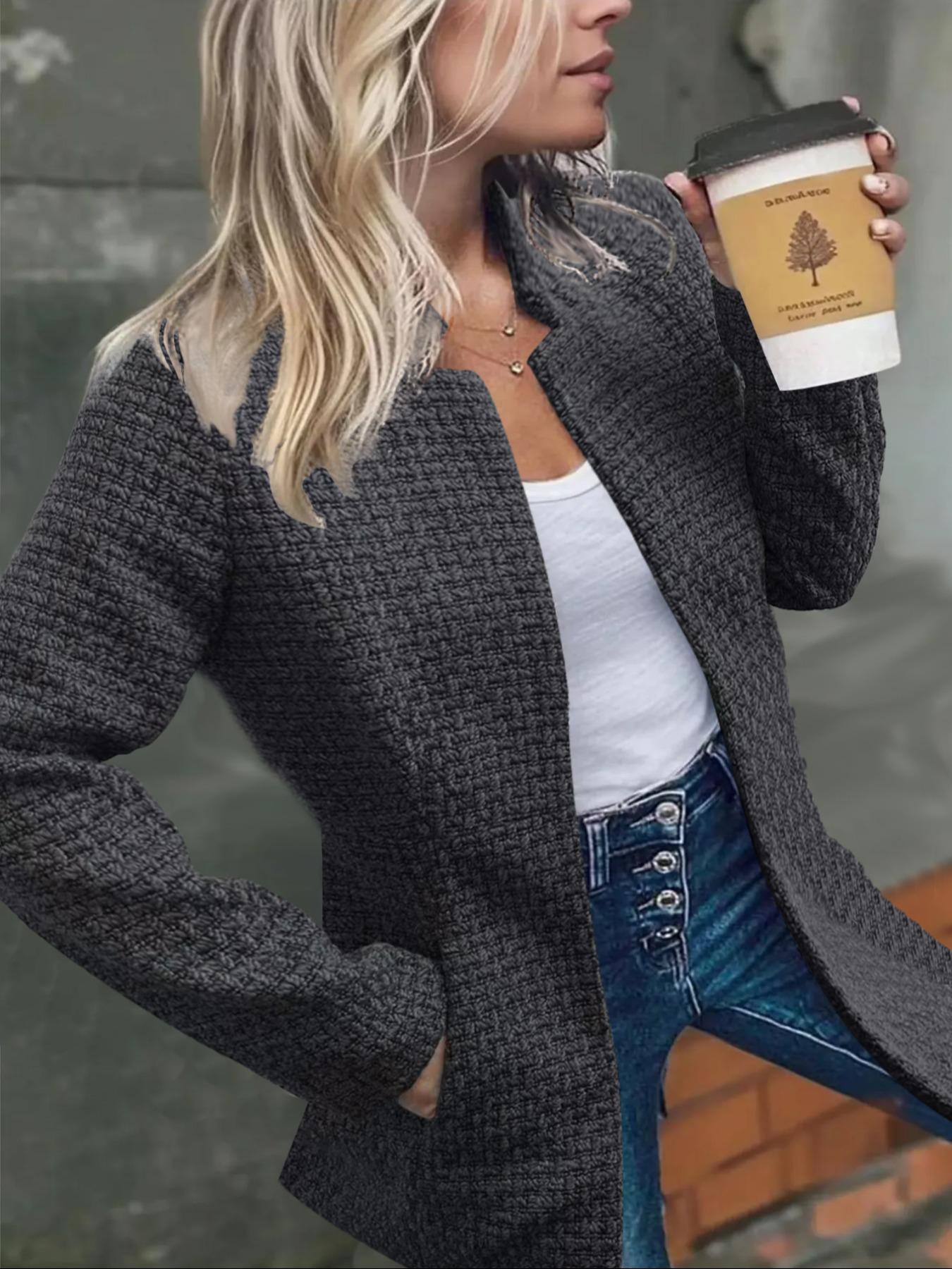 Women's Plush Coat, Soft Fleece Outerwear, Stylish Long Sleeve Fitted Winter Jacket, Warm and Cozy, Perfect for Cold Weather, Ladies Fashionable Clothing