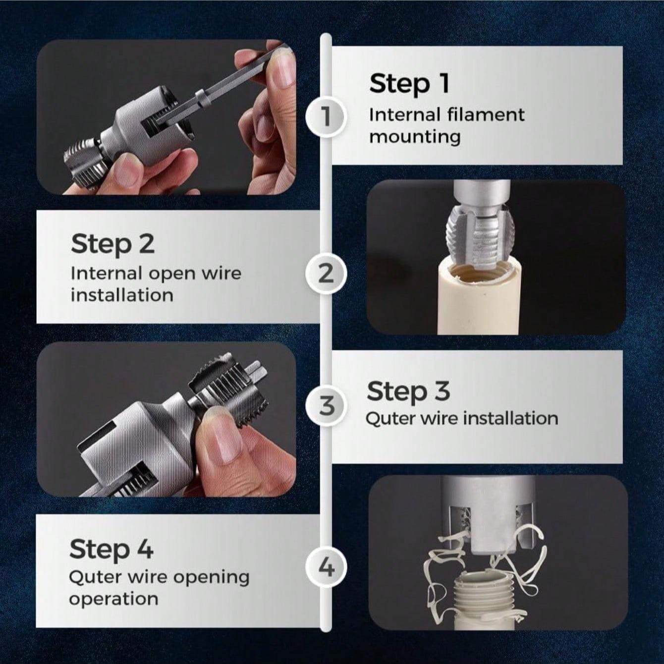 2pcs Internal & External Thread Tool Set, Dual Function Pipe Thread Cutter, Compatible with Electric Drill, Hex Shank Drill, PVC Plastic Repair Kit Hardware, Diy Tools