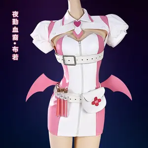 Buro Cosplay Costume Wig Fiber synthetic  Nurse Skirt suit Game Muse Dash Night blood descent Cosplay