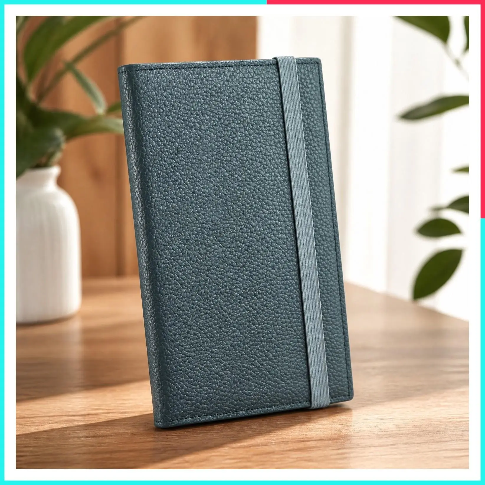 PU Leather Checkbook Cover for Women and Men with Elastic Band, Transparent PVC Divider for Duplicate Checks, RFID Blocking