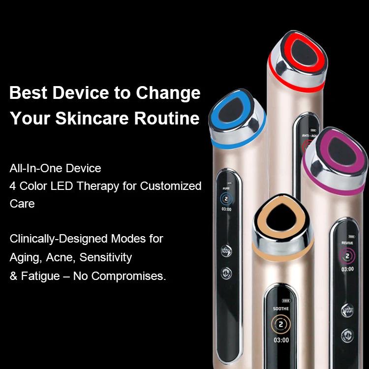 Age Booster Pro Microcurrent Facial Massager - Adjustable Handheld Beauty Equipment with EMS, Light Therapy, 4 Modes, 3 Levels, Waterproof Stainless Steel, Rechargeable Battery, Skin Tightening, Pore Refinement, Soothing Wrinkle Smoothers