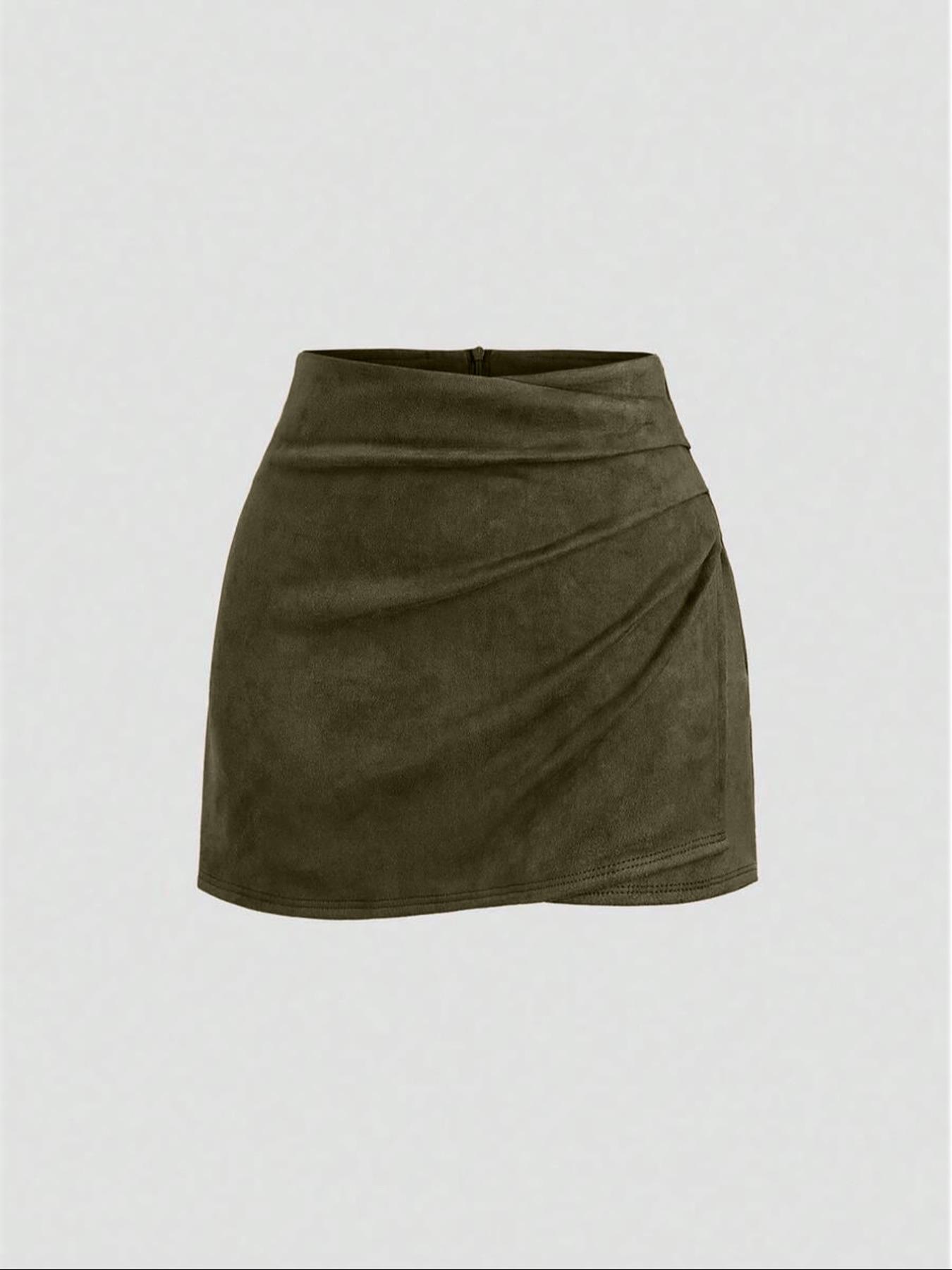 Women's Knit Vintage Italian Melange Color Pleated Fitted Bodycon Short Skirt, Fashionable Casual All Season Wear, Perfect for Daily Parties, Aesthetic