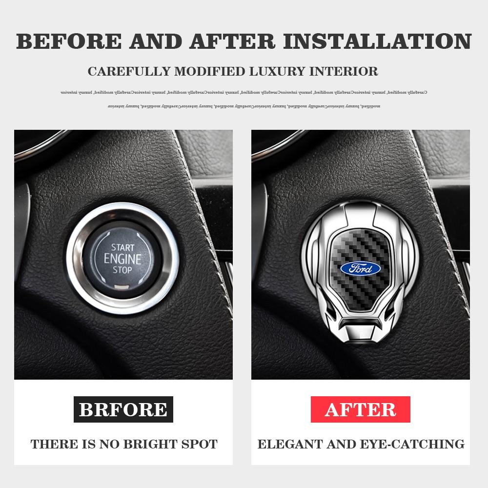 Ford Car Interior Engine Start Button Protective Cover, Car Engine Start Button Cap, Engine Start/Stop Switch Decorative Button Cover, Flip-Open Automotive Style Design, Car Engine Accessories