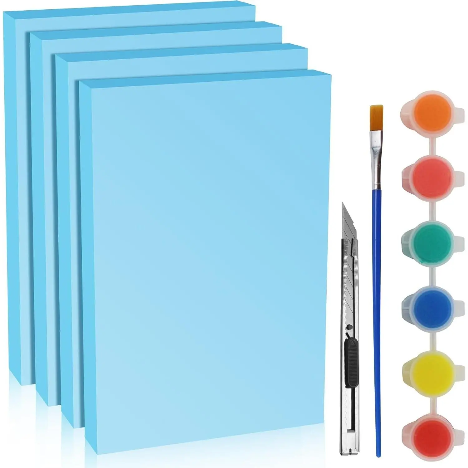 Blue 4 Pack 12x7.5x1 inch Foam Sheets 1 Inch Thick Polystyrene Rectangles XPS Foam Board Craft for Insulating DIY Modeling Art Supplies