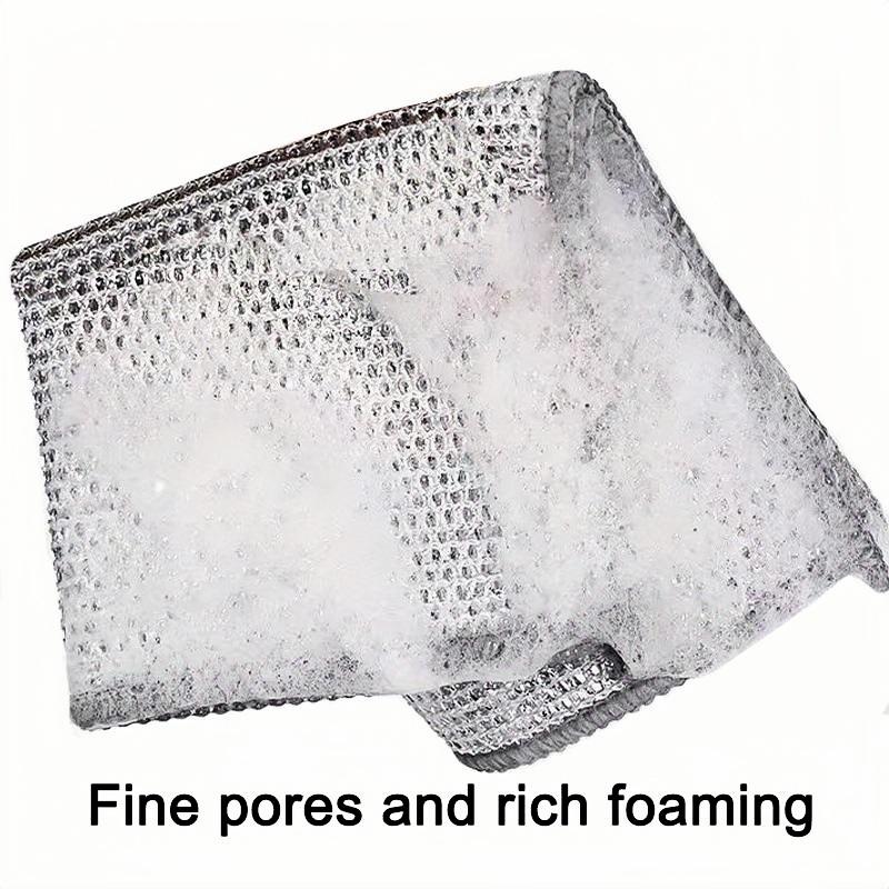 10 Pcs Dishwashing Rags，Multipurpose Non-Scratch Wire Dishcloths， Wet and Dry Use, Kitchen Cleaning Cloth for Sinks, Pans & Dishes, Washable & Durable Outdoorfun Household Steel Traditional Scrubber Wool