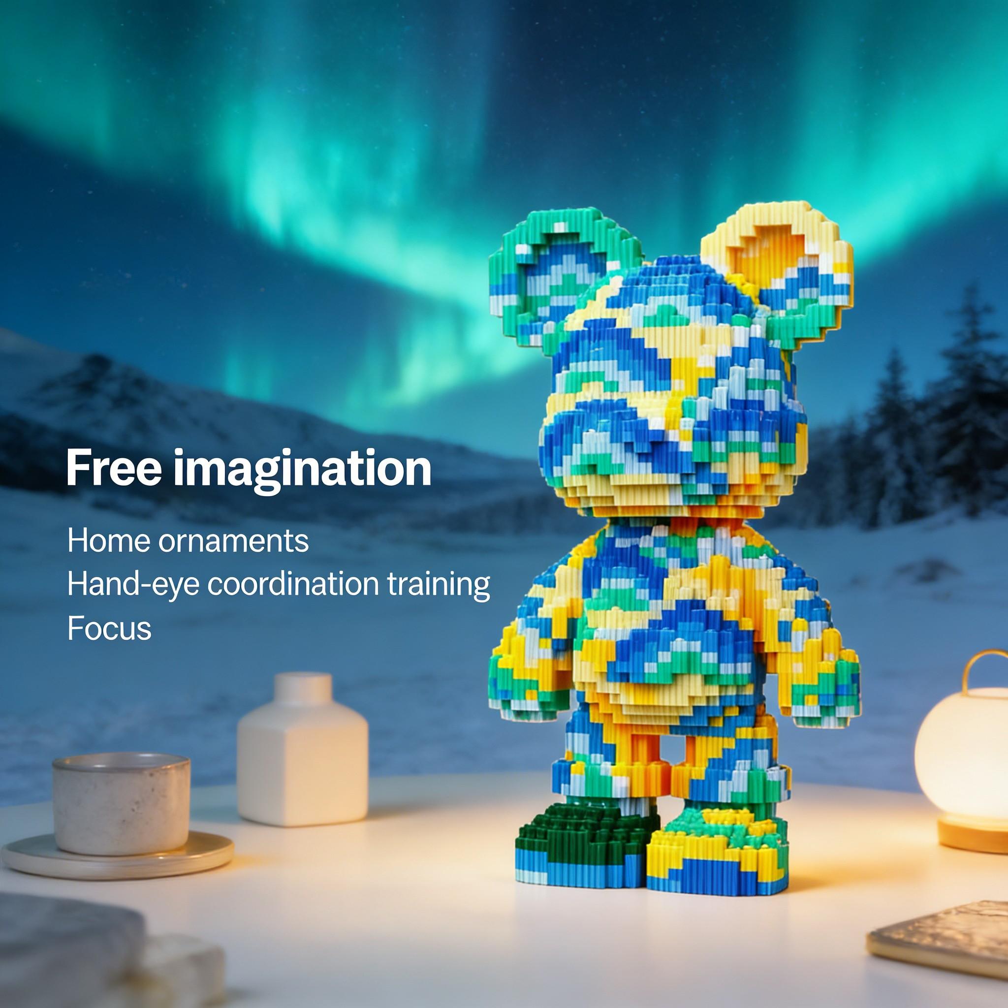 Ocean Pattern Bear Series Creative Building Blocks Model, 1451pcs, Original Authentic, DIY Craft Kit, Home Decor, Gift Idea