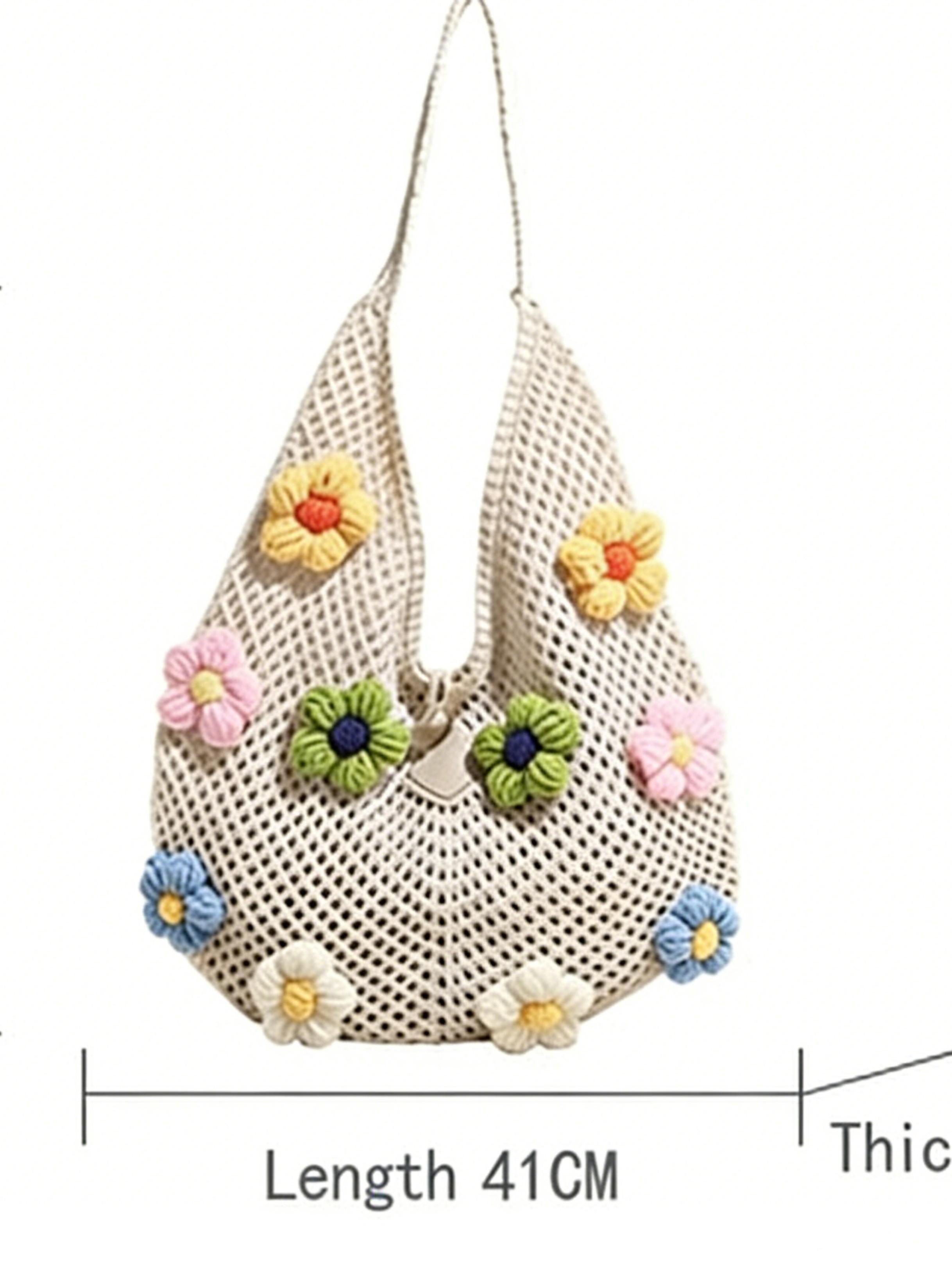 Fashion Knit Bag Women's 2026 New Spring Shoulder Bag, Large Capacity Tote Bag, Beach Vacation Tote Bag, Stylish and Practical