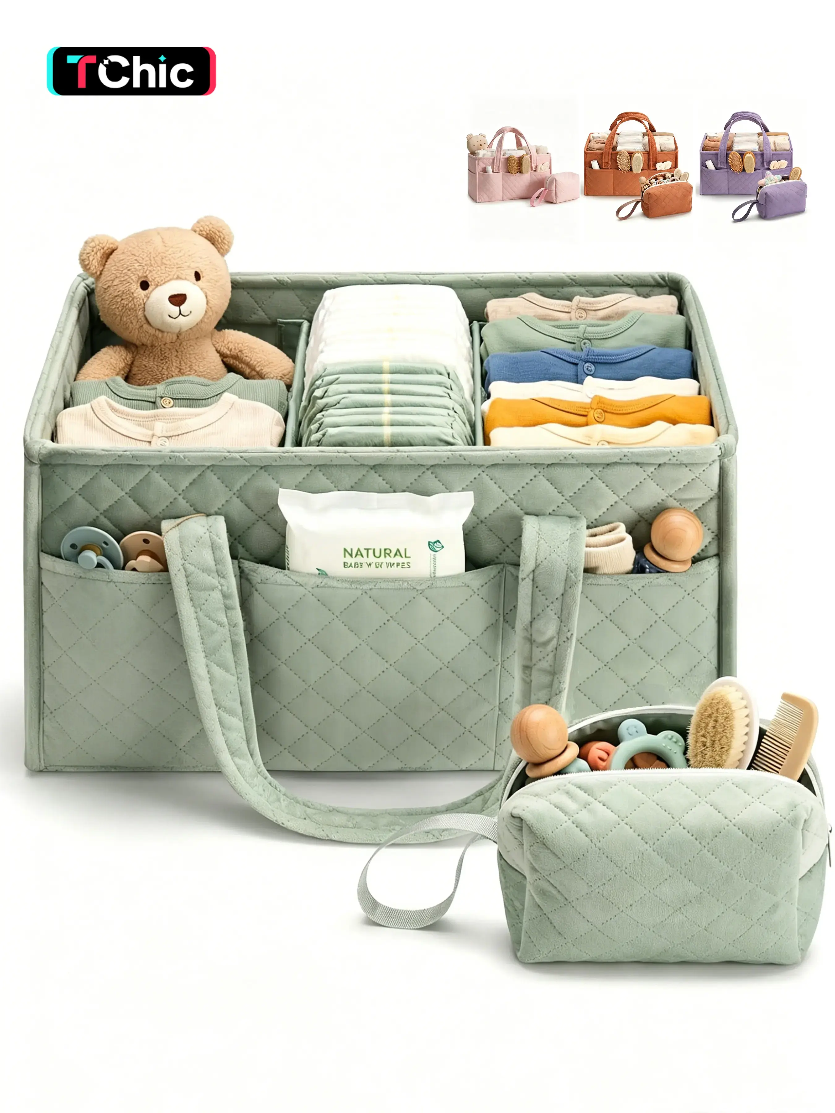 Baby Diaper Caddy Organizer, Baby Basket Shower Gift, Portable Changing Table Basket, Postpartum Caddy & Tote Bag Pouch, Newborn Boy & Girl Nursery Essentials Registry, Car Diaper Organizer, Travel Diaper Tote, Diaper Purse