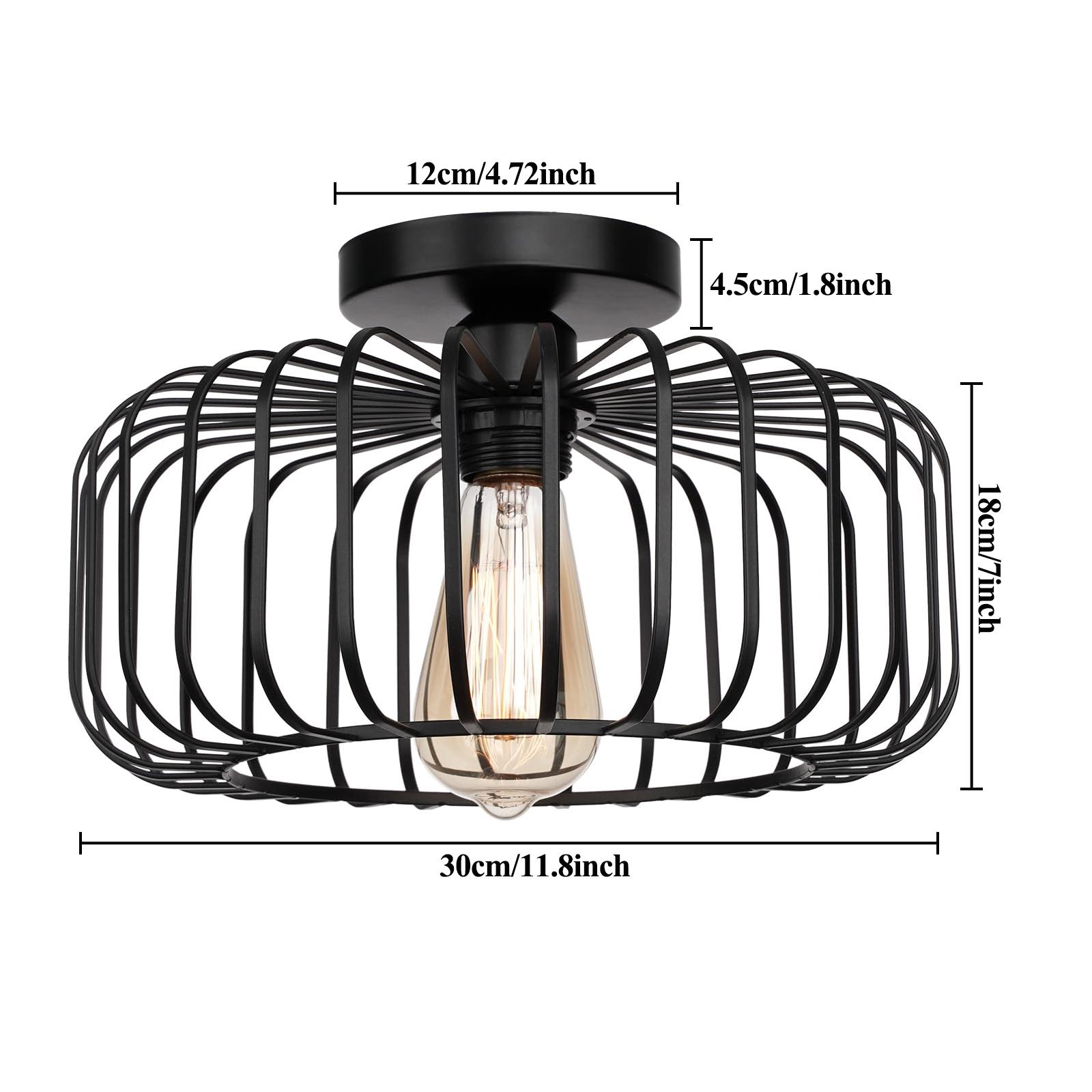 Serbasic Semi-Flush Mount Ceiling Light Fixtures Modern Gold Ceiling Light E27 Base Round Lampshade Chandelier for Hallway Bedroom Foyer Living Room Dining Room Kitchen