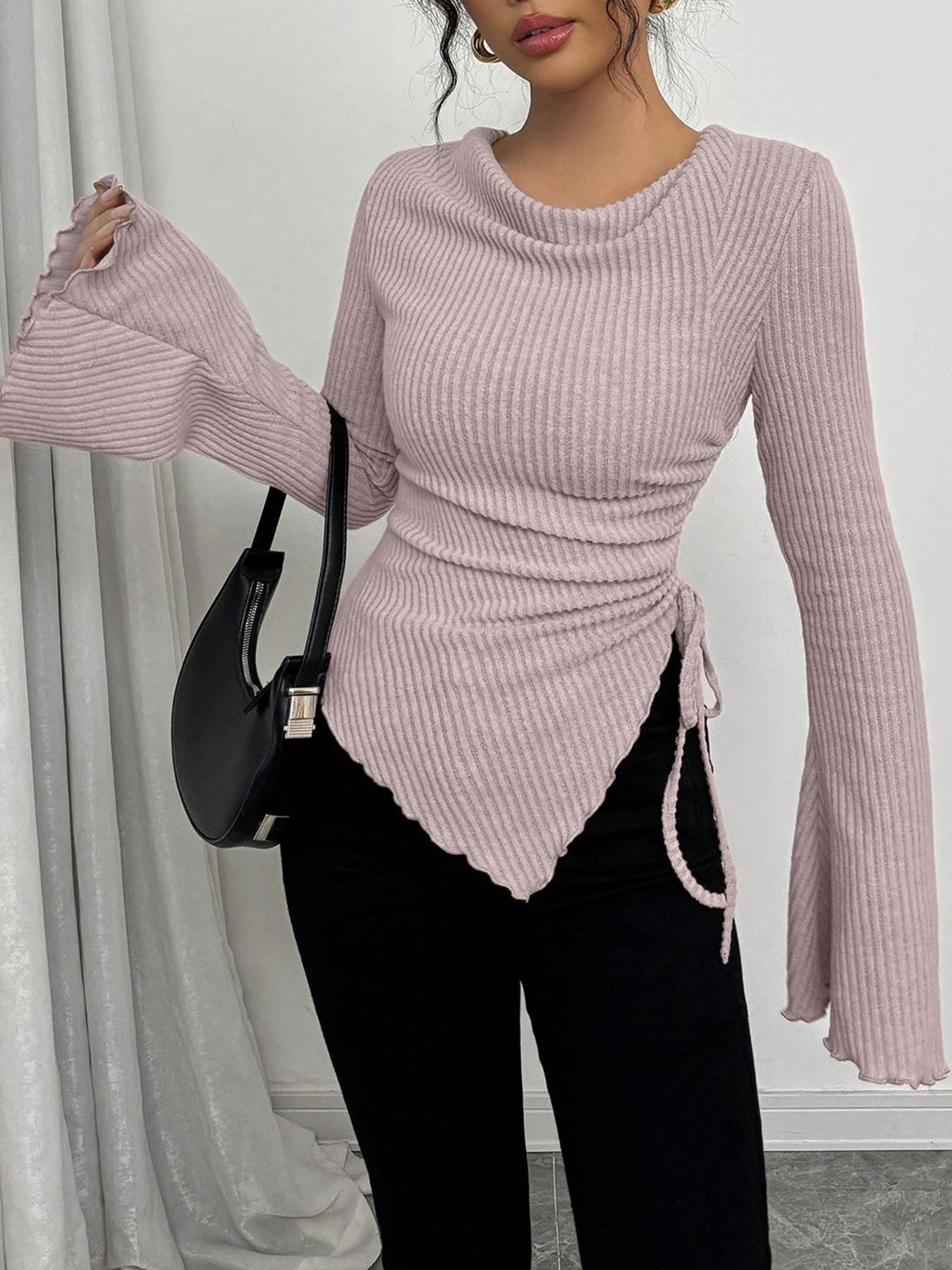 Women's Simple T-Shirt for Fall & Winter, Slim-Fitting Casual Top, Comfortable and Fashionable Everyday Wear