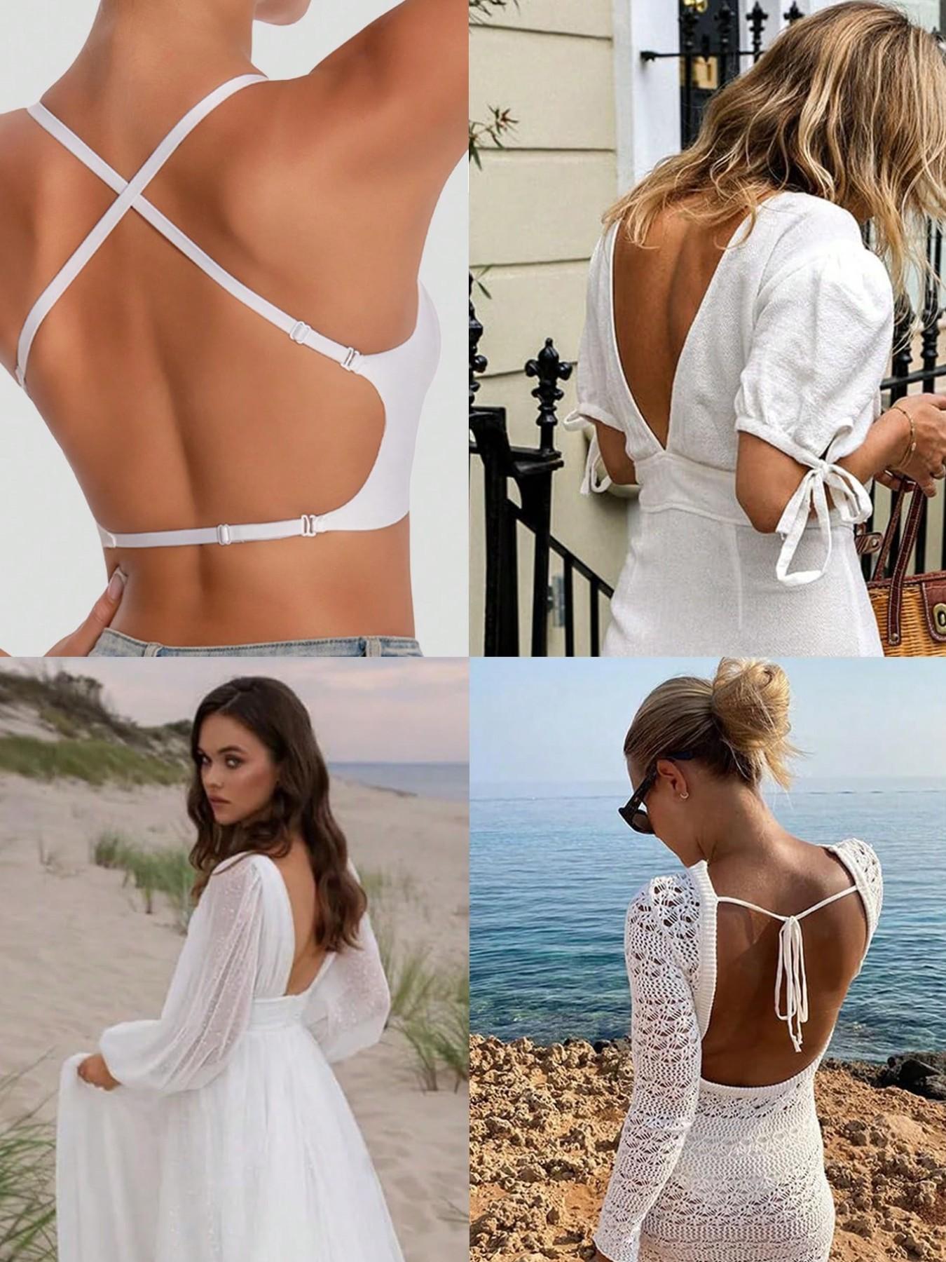 Women's Seamless Backless Bra, Multi-Strap Convertible Strap Wireless Push-Up Bra, Suitable for Wedding Dresses and Party Gowns