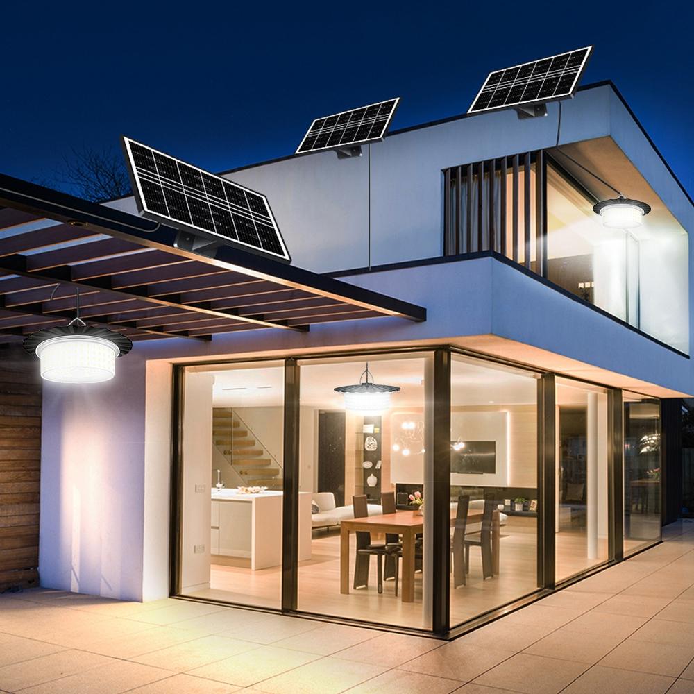 Solar Pendant Light with Motion Sensor, 224 LED Bulbs, 5 Modes Waterproof Floodlight, Remote Control, Outdoor Security Lamp