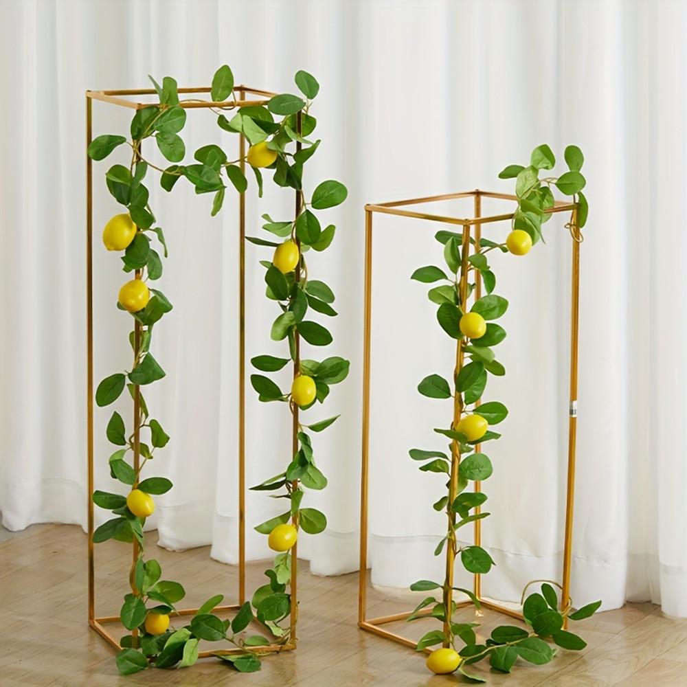 6FT Artificial Lemon Garland, Faux Lemon Vine Greenery Garland with Realistic Leaves & 3 Lemons,  Suitable for Kitchen, Wedding, Farmhouse Mantel, Party Background Decor, Maintenance-Free
