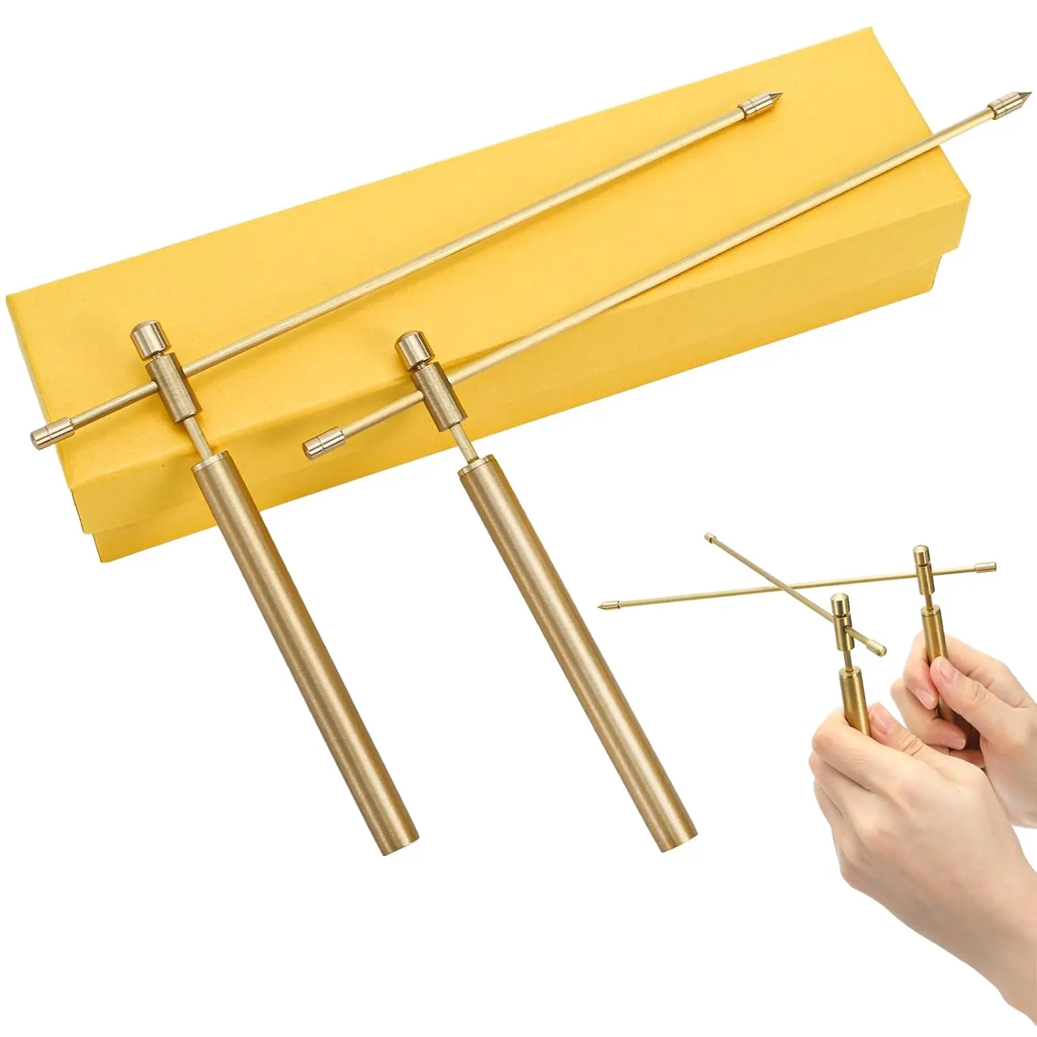 2 Pieces Copper Dowsing Rod, Divining Rods Tool, Copper and Brass Dowsing Rods with Gift Box - Detect Gold, Witching, Ghost Hunting, Yes or No Questions