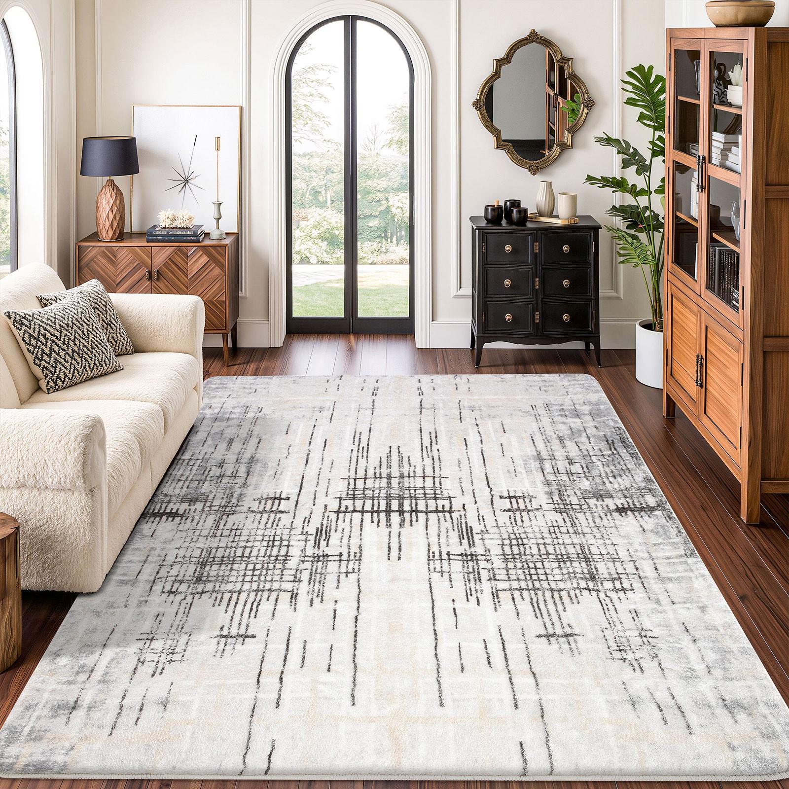 Soft Comfortable Carpet with Modern Simple Design, Ideal Modern Abstract Rug for Bedroom, Kitchen, Living Room, Dressing Room and Bedside Indoor Use, Home Decor Rug, Holiday Gift