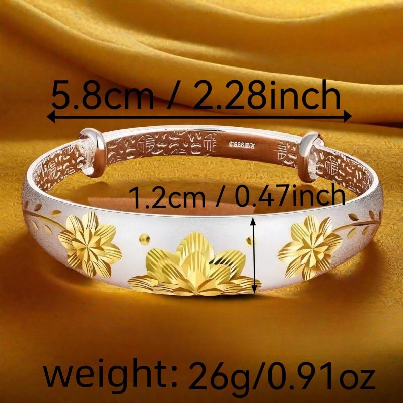 Full Silver s999 bracelet Sterling Silver bracelet Women's push-pull bracelet Mother's birthday gift adjustable size silver weight 26g /0.91 oz