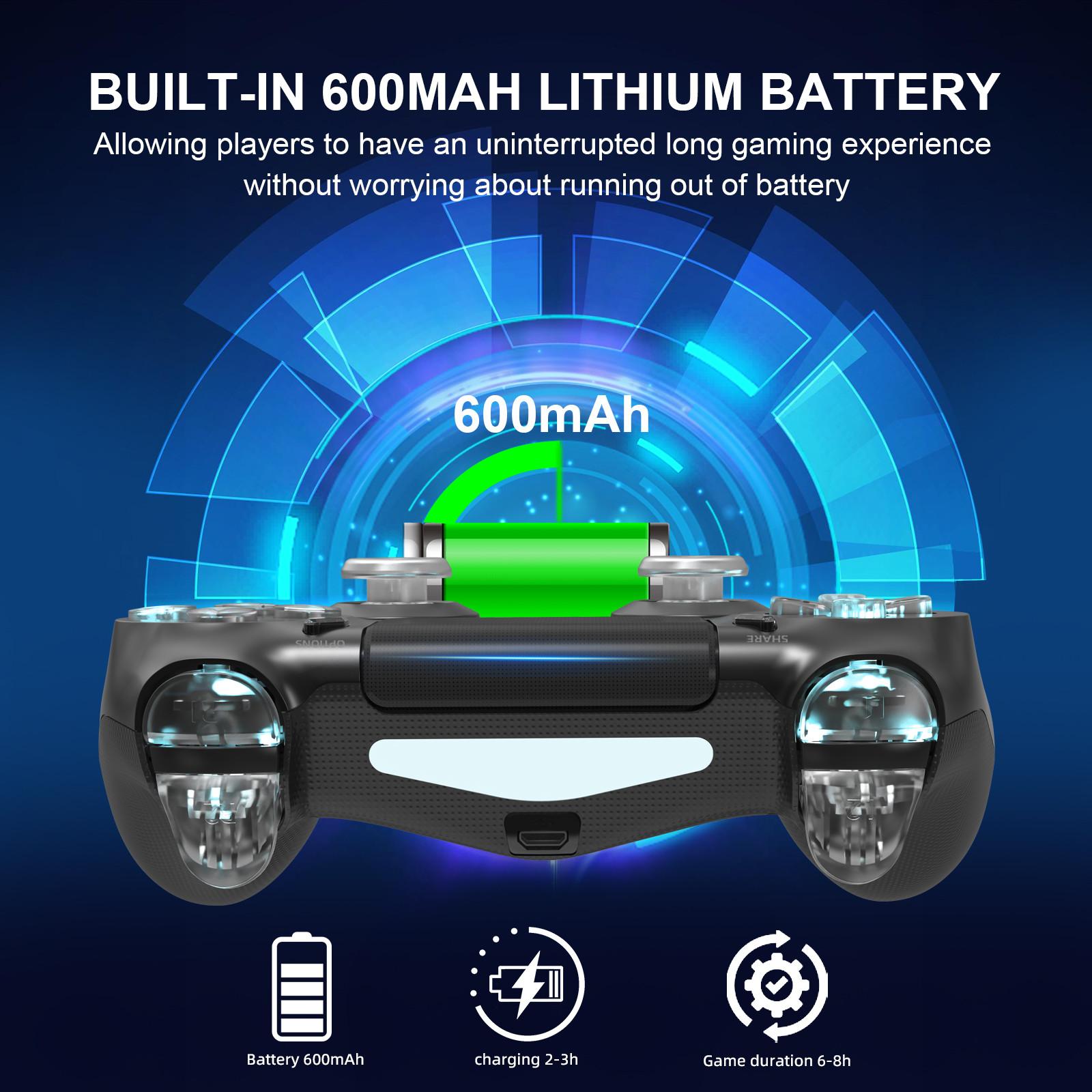 Wireless RGB Gaming Controller with Tri-Color Lighting Compatible with PS4, PS3, and PC RGB Lighting, LED Bluetooth Gaming Controller Six-Axis Gyroscope, Dual Vibration Feedback