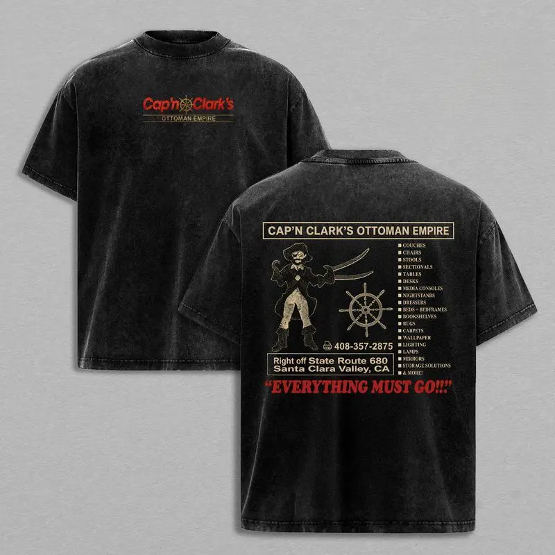 Cap'n Clark's Backroom Washed Short-Sleeve Men's Top - Menswear, Casual Backrooms Art Graphic Tee, Horror Found Footage Apparel, Vintage Liminal Space Fan Heavyweight Cotton Unisex Gift Hoodie