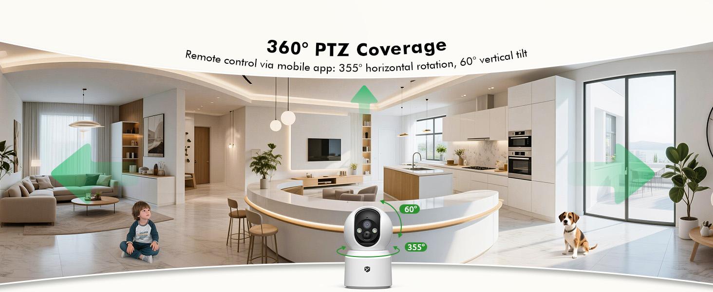 Wireless Camera-2.5K 4MP Pan/Tilt Security Camera Indoor with 6000mAh Battery, 5G&2.4G WiFi Camera for Home Security/Baby Monitor/Pet Wireless Surveillance Cam, Color Night Vision, AI Motion Detection, 2-Way Audio