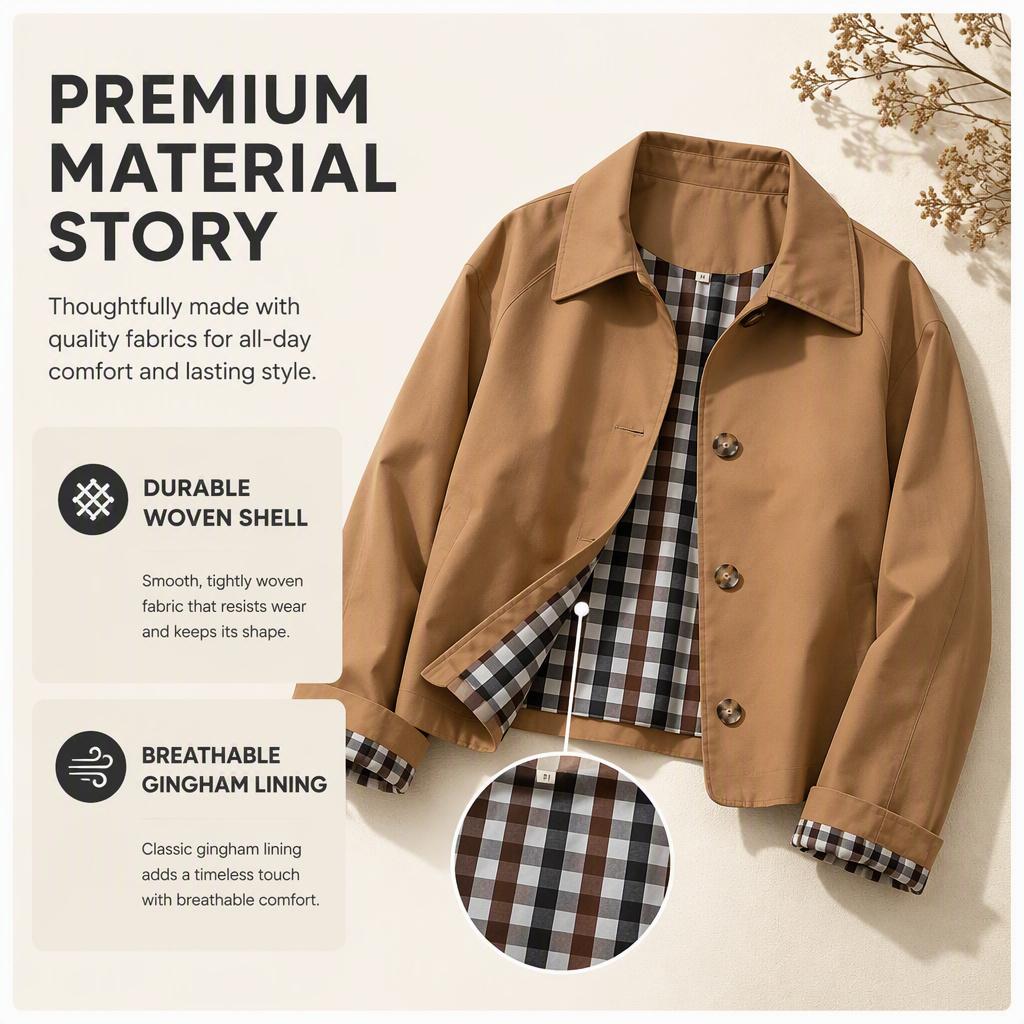 Beautiful Women'S Trench Coat, Valentine'S Day New Arrivals, Hot Women'S Outfits, Women'S Spring Fashion Jacket, Notched Collar With Plaid Lining, Single-Breasted, Lined, Khaki Color, Suitable For Casual To Semi-Formal Wear, Layered Weekend Outfits