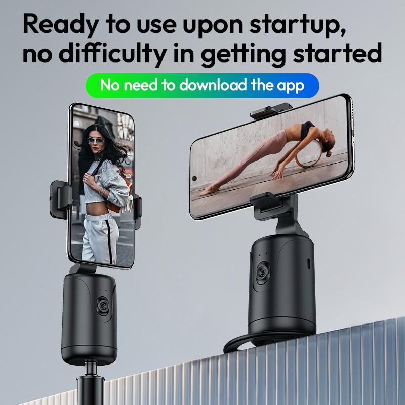 Compact 360° Auto Face Tracking Tripod & Selfie Stick - USB Rechargeable, Fast & Accurate for Vlogging, Live Streaming, Tracking Phone Holder Motion Sensing Phone Holder for Live Streaming, for All Mobile Phones