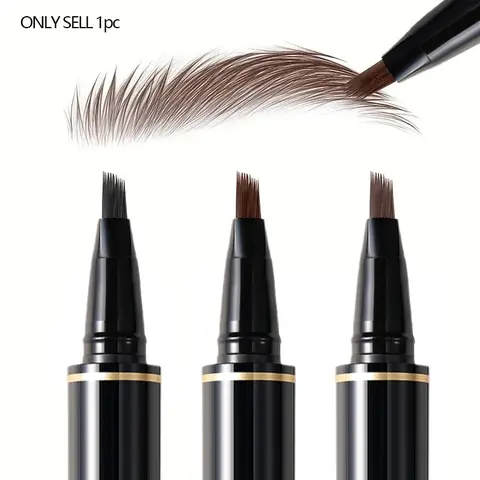 Men's Beard & Eyebrow Pencil, Long‑Lasting Waterproof 12HR, Multi‑Bristle Design for Natural Beards, Hairline and Eyebrows, Easy Application for Beginners, Black, Natural Looking Brows