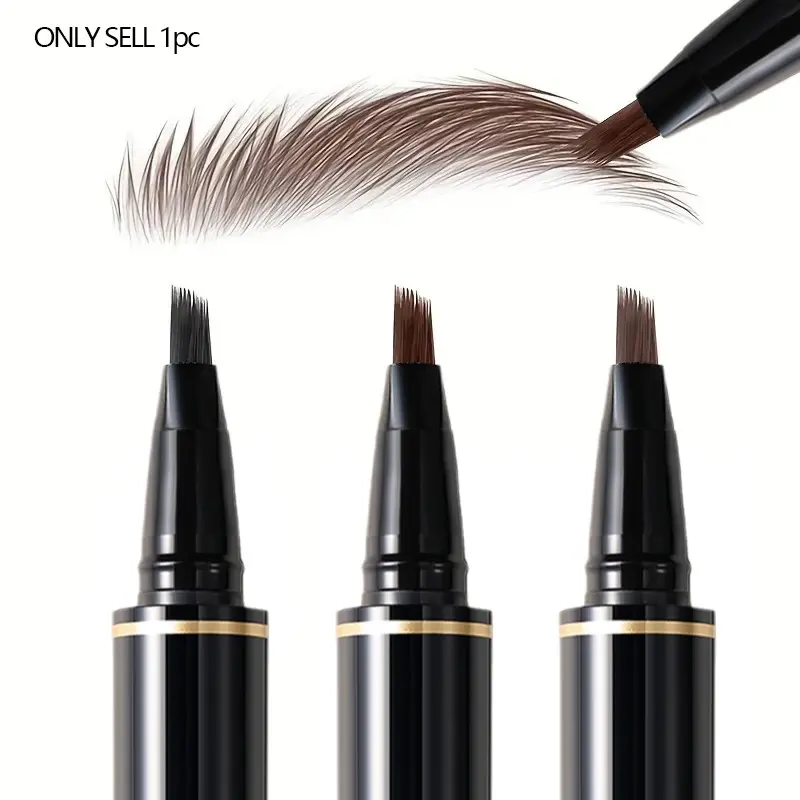 Men's Beard & Eyebrow Pencil, Long‑Lasting Waterproof 12HR, Multi‑Bristle Design for Natural Beards, Hairline and Eyebrows, Easy Application for Beginners, Black, Natural Looking Brows