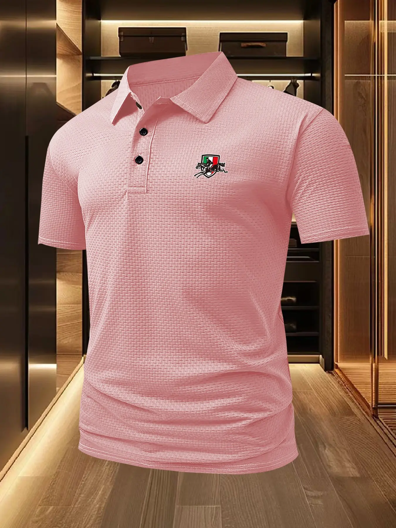Horse riding tricolor chapter golf course men's Polo professional quick drying elite social battle robe men's ice sensitive quick drying Polo shirt polyester spandex blend summer moisture wicking and sweat wicking