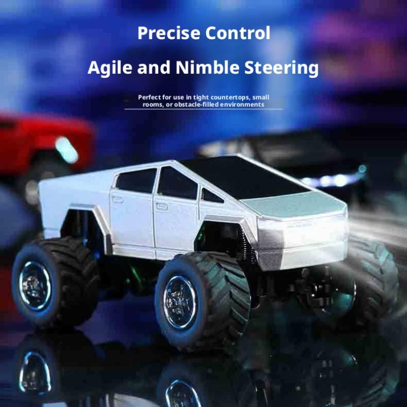 Tesla Pickup Remote Control Off-Road Vehicle, 1:64 Scale, High-End Alloy Plastic Anti-Drop Design, USB Rechargeable, Kids Holiday Gift