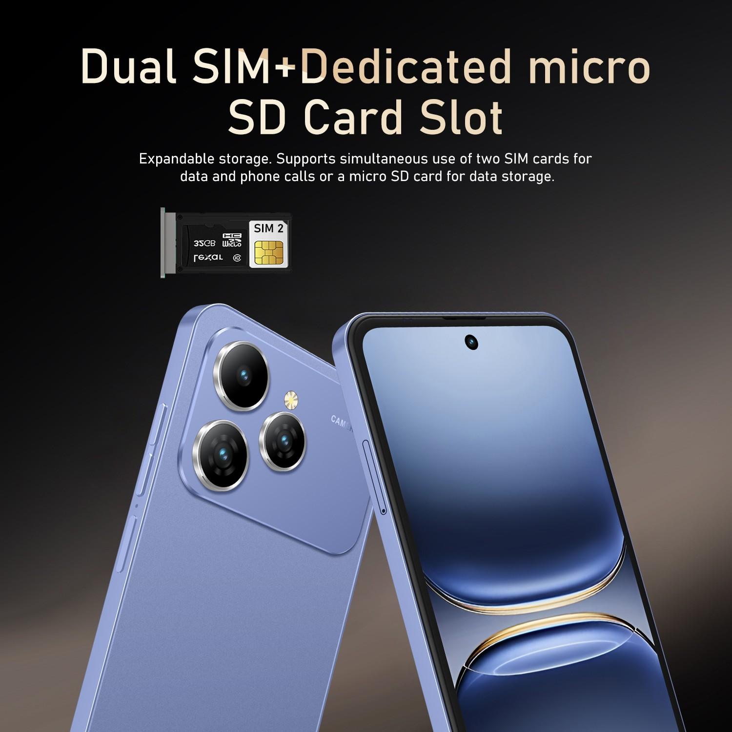 Fuffi M17 Pro Large Screen Smartphone, 6.56-Inch HD Screen, 4GB RAM and 64GB ROM, 4G Network, Dual Sim, 5MP+13MP Camera, 3800mAh Battery, Android System Global Smartphone