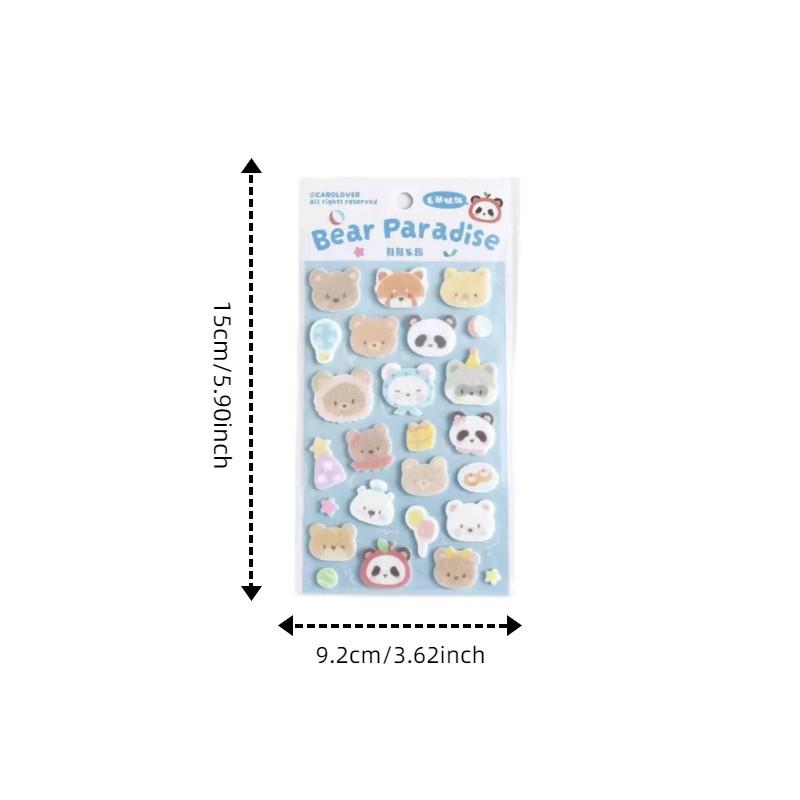 Cartoon Bear Play Mat Felt Stickers, High-Quality Embossed Decals for Scrapbooks, Notebooks, Phone & Tablet Decorations