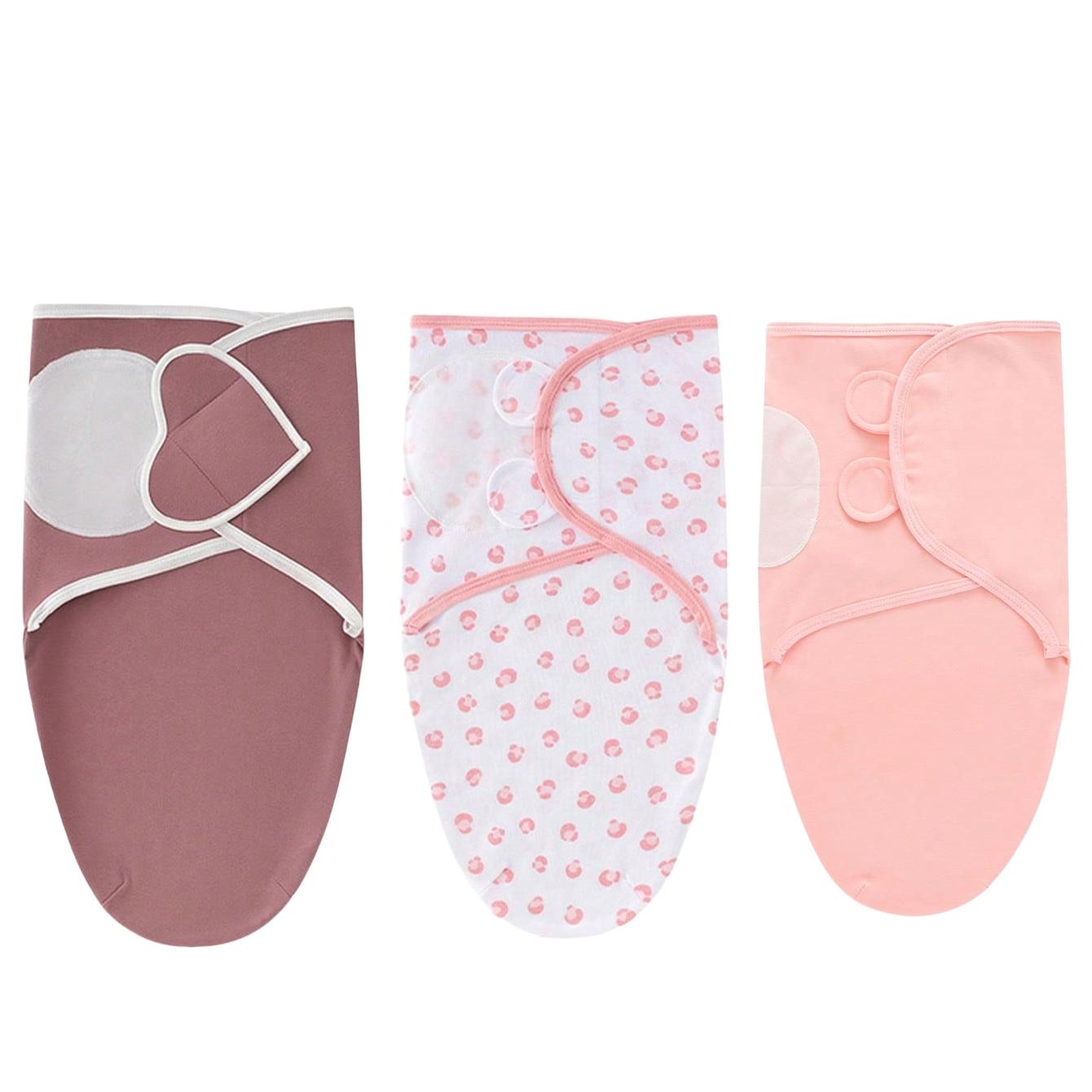 Three-Piece Baby Swaddle Blanket Set, Newborn Anti-Jump Wrap, Knit Fabric, Simulates Uterus Environment, Soft and Cozy, Cotton Velcro Design