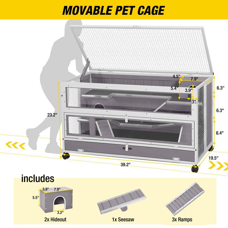 Aivituvin Hamster Cage | Guinea Pig Cage with Iron Frame (Inner Space 11ft²) -AIR26