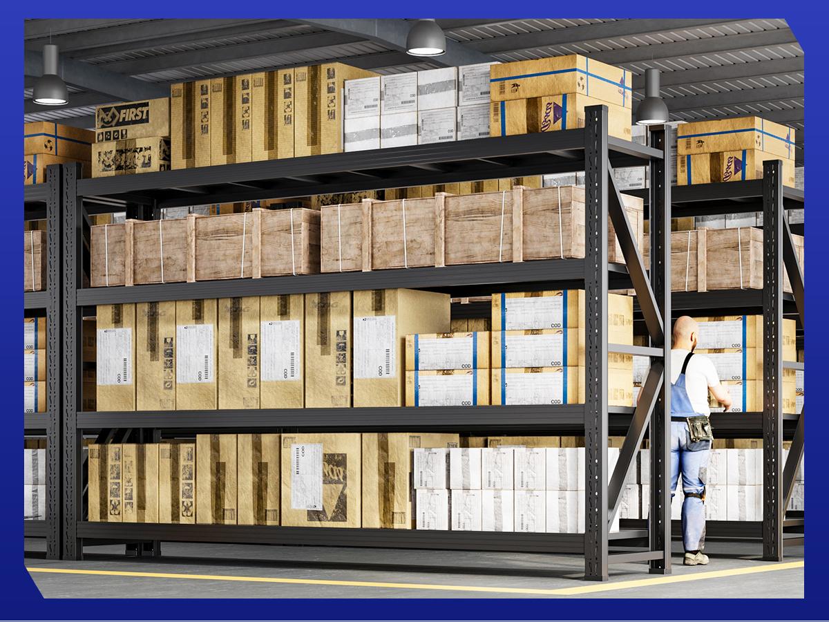 Letaya 71"W Metal Storage Shelves 5000LBS Heavy Duty Garage Shelving Units with Adjustable Shelves & Locking Pins for Warehouse Black