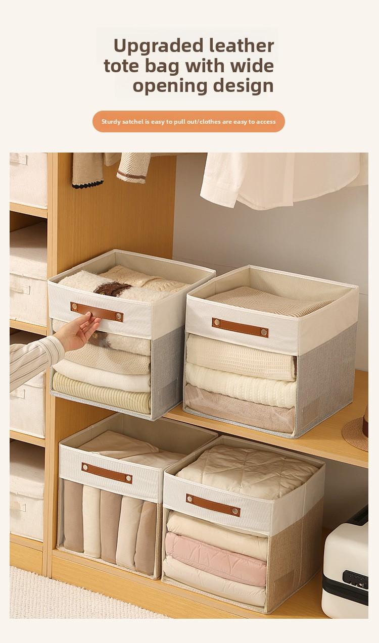 Square Storage Box with Clear Window, Non-Woven Fabric Organizer Bins, Visible Clothes Storage Container, Multifunctional Collapsible Basket for Home Closet