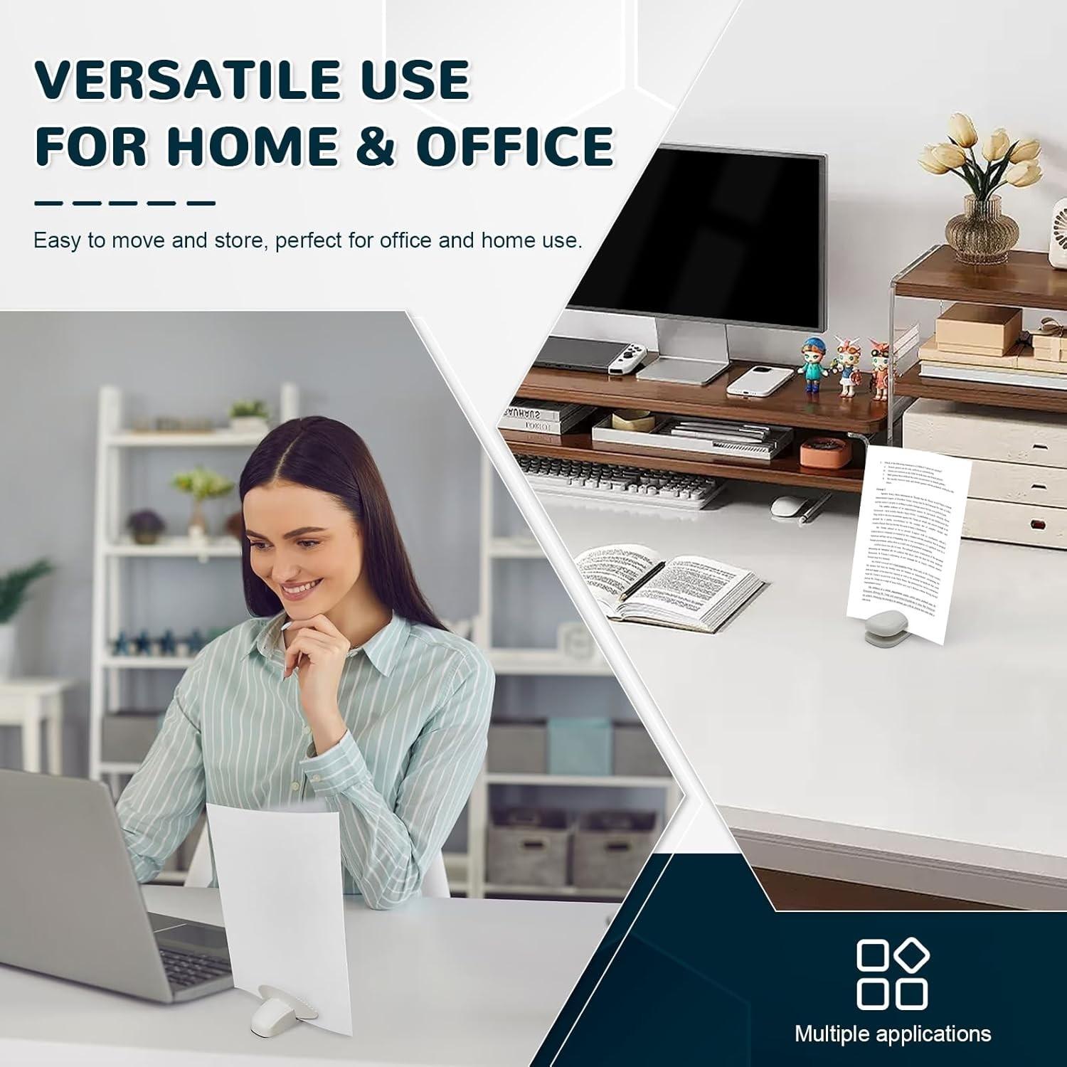 Plastic Document Holder for Typing, Portable Paper Stand with Non-Slip Base for A4 Paper, Compact Reading Clip Holder for Office Desk, Computer, Bank - White ﻿