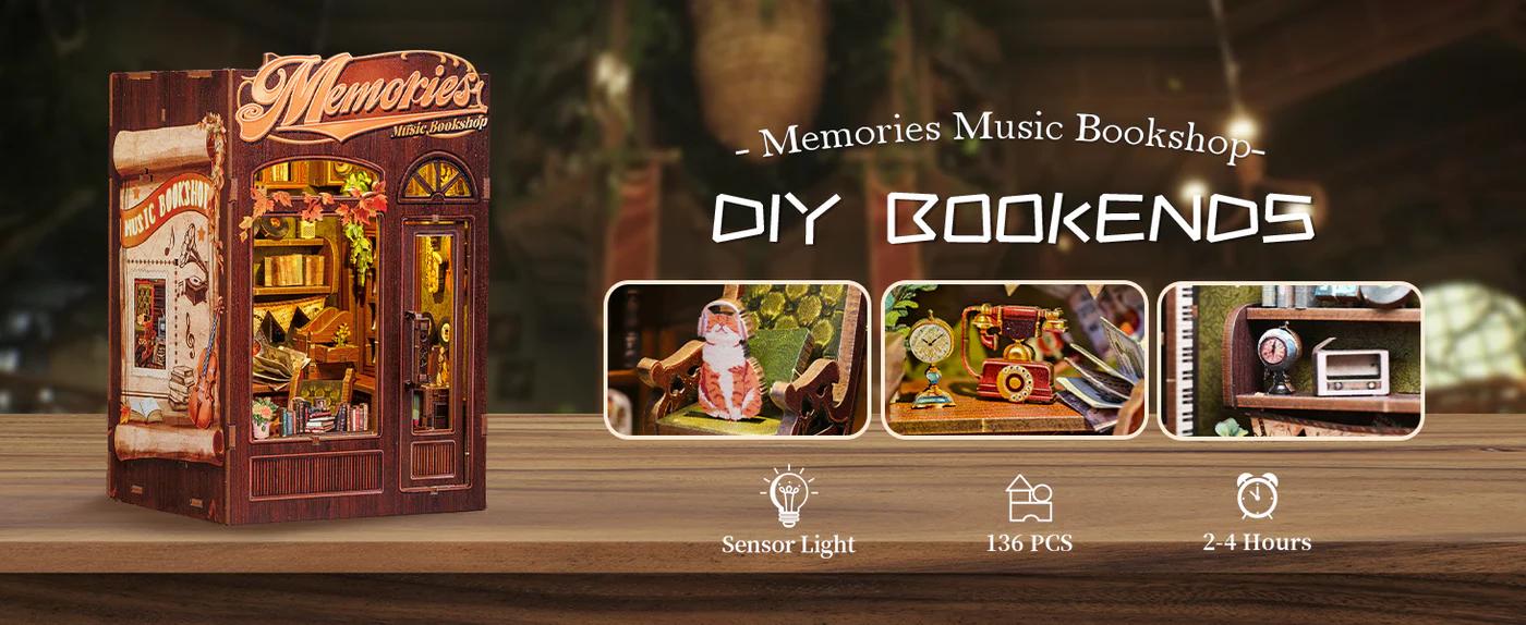 CUTEBEE DIY 3D Book Nook Kit Memories Music Bookshop – Miniature Wooden Music & Bookstore Streetscape with LED Light, Handmade Tiny House Decor | Holiday, Christmas and Black Friday Gift CUTEBEE DIY 3D Book Nook Kit Memories Music Bookshop – Miniature Wooden Music & Bookstore Streetscape with LED Light, Handmade Tiny House Decor | Holiday, Christmas and Black Friday Gift