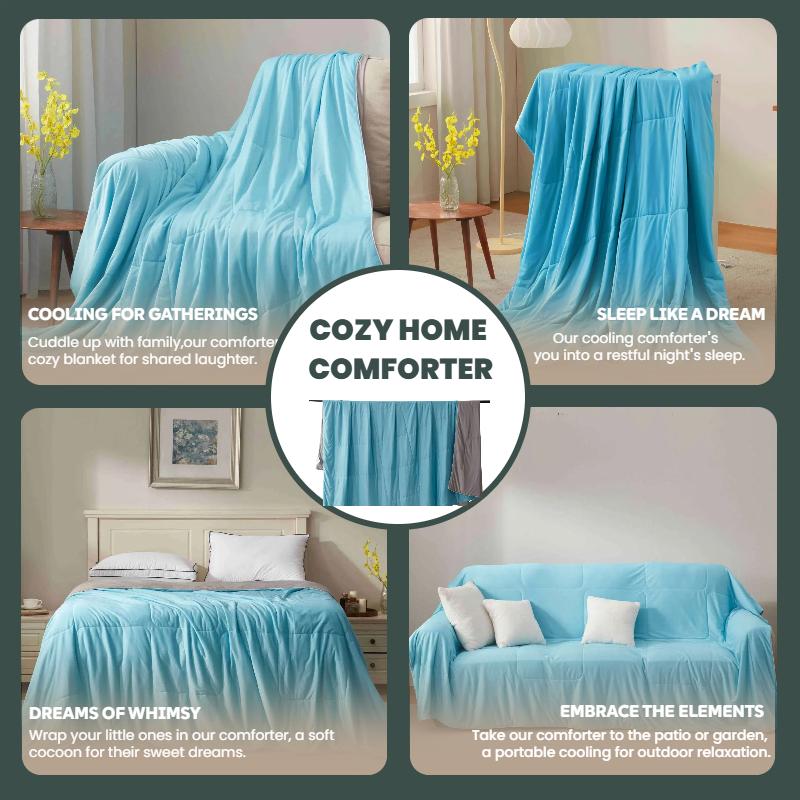 Cosybay Coral Pink & Light Grey Cooling Comforter Queen Size Breathable Oversized Reversible Blanket for Hot Sleepers OEKO-TEX 100 Certified Machine Washable Gift for Summer,TikTokShopBlackFriday christmas gift for bedroom