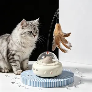 Smart Interactive Cat Toy - Automatic Electric Laser & Feather Cat Wand for Bored Indoor Cats, Self-Playing Kitten Toy